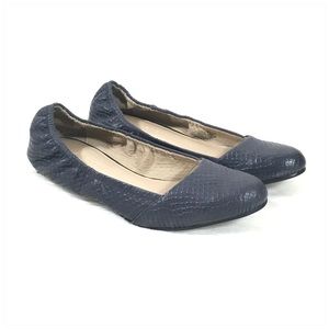 H by Halston Navy Blue Leather Ballet Flats 7.5 M